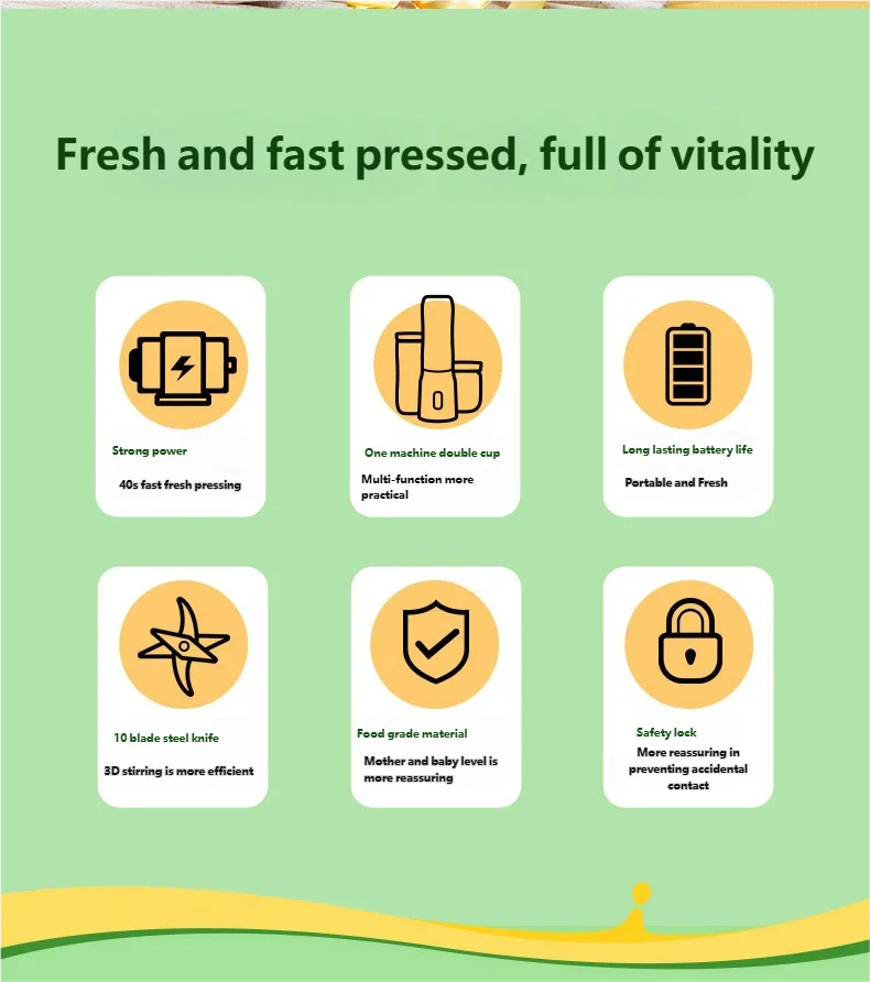 Portable Wireless 10-Blade Electric Blender Machine