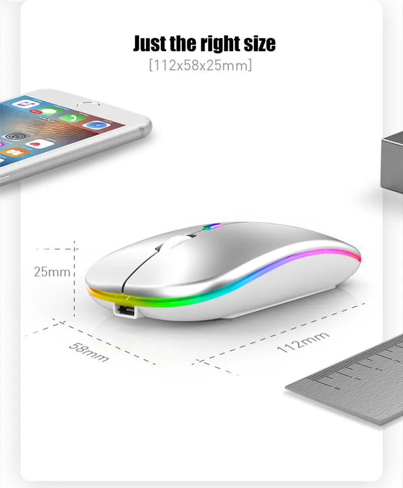 Rechargeable RGB Bluetooth Wireless Silent Mouse