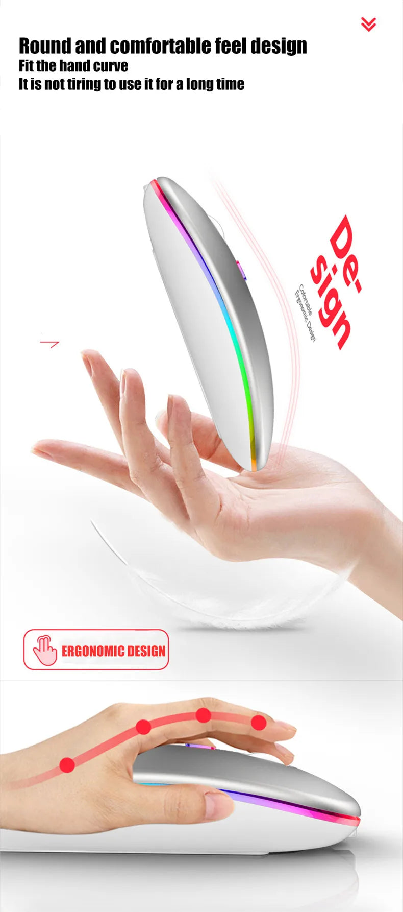 Rechargeable RGB Bluetooth Wireless Silent Mouse