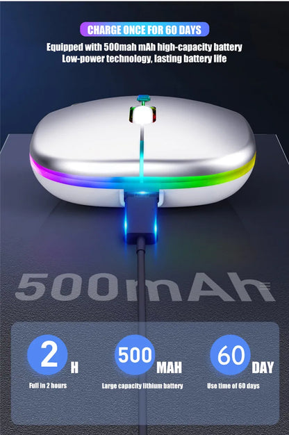 Rechargeable RGB Bluetooth Wireless Silent Mouse