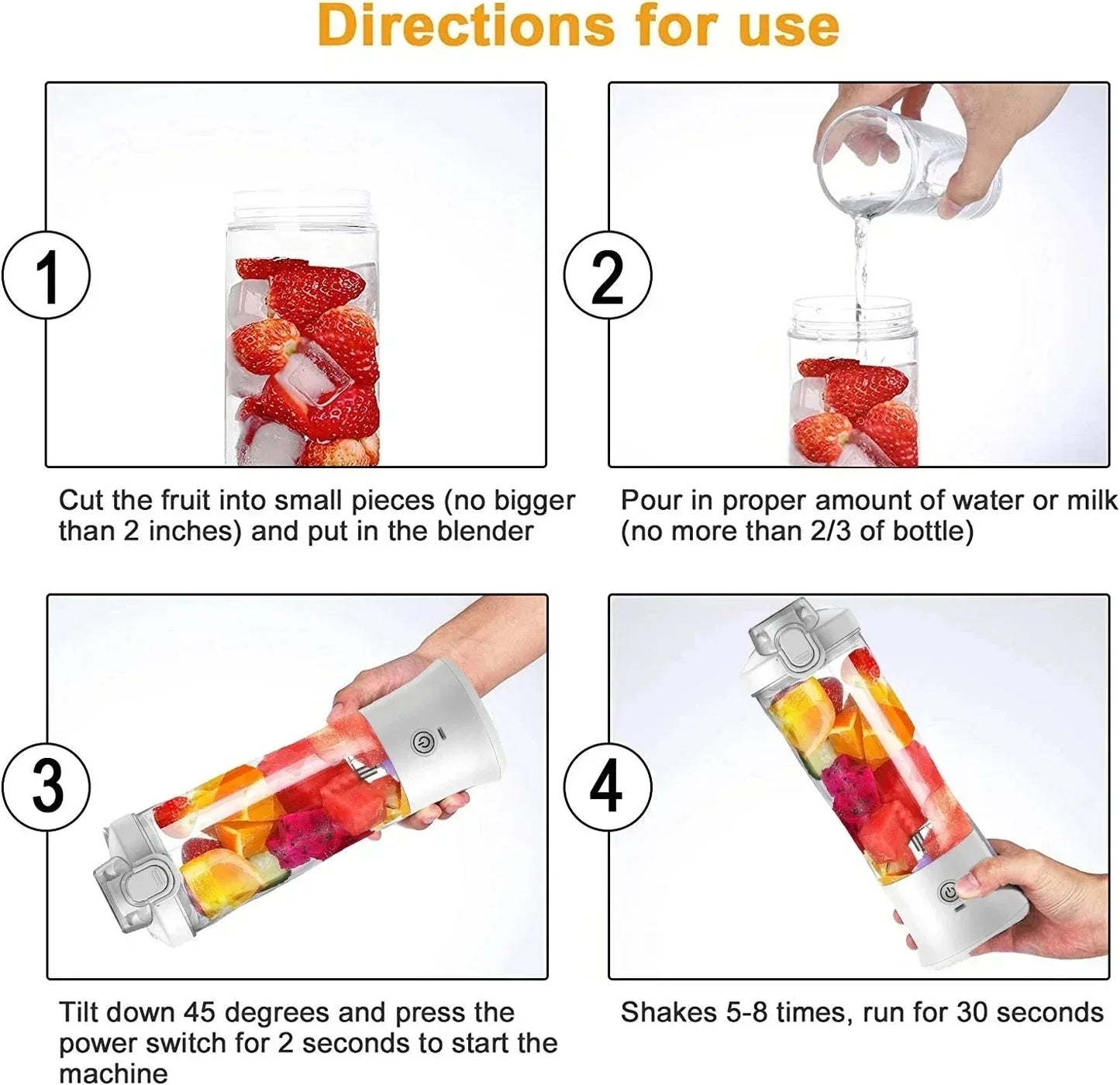 Portable USB Rechargeable 600ML Fruit Blender