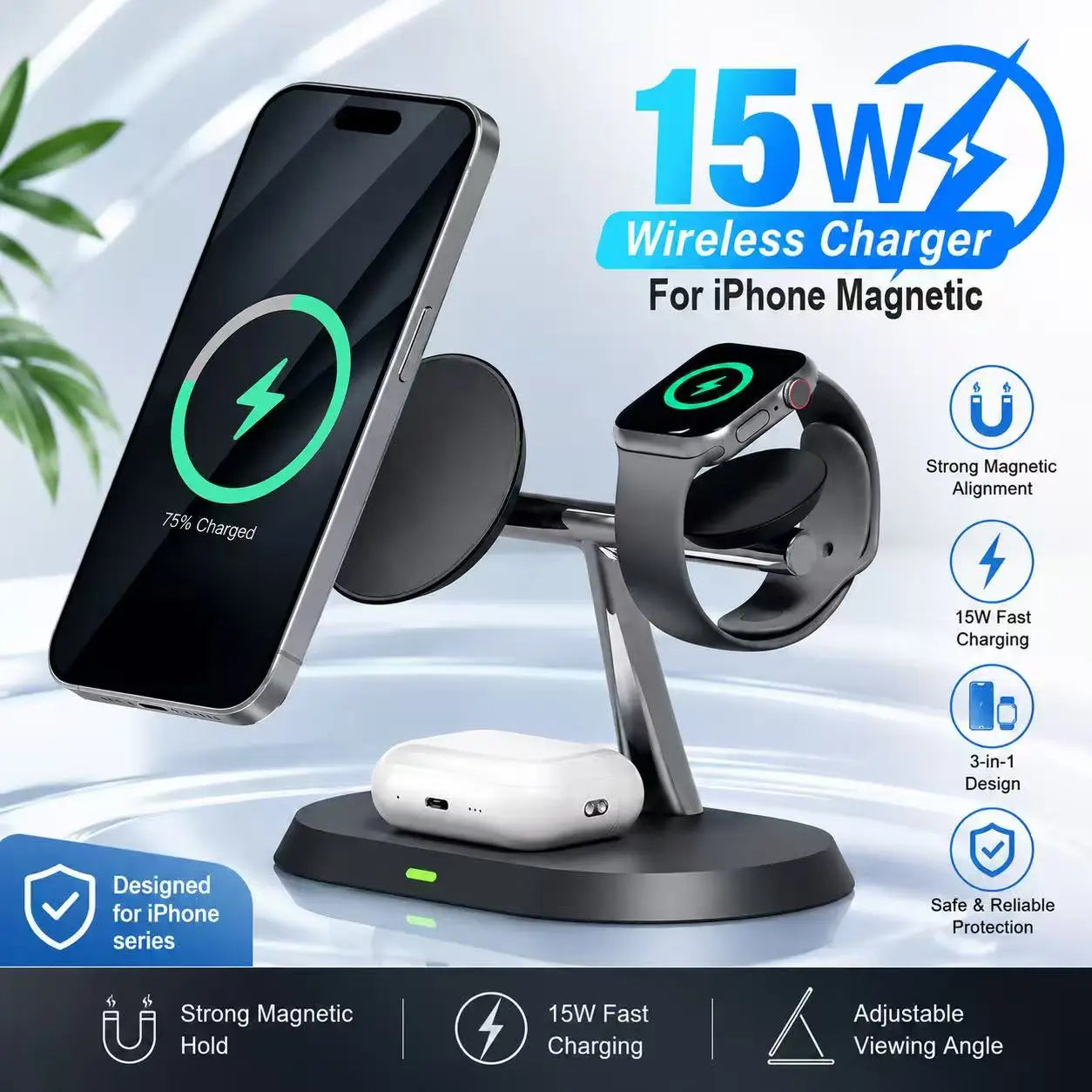 3-in-1 MagSafe Wireless Charging Stand Station