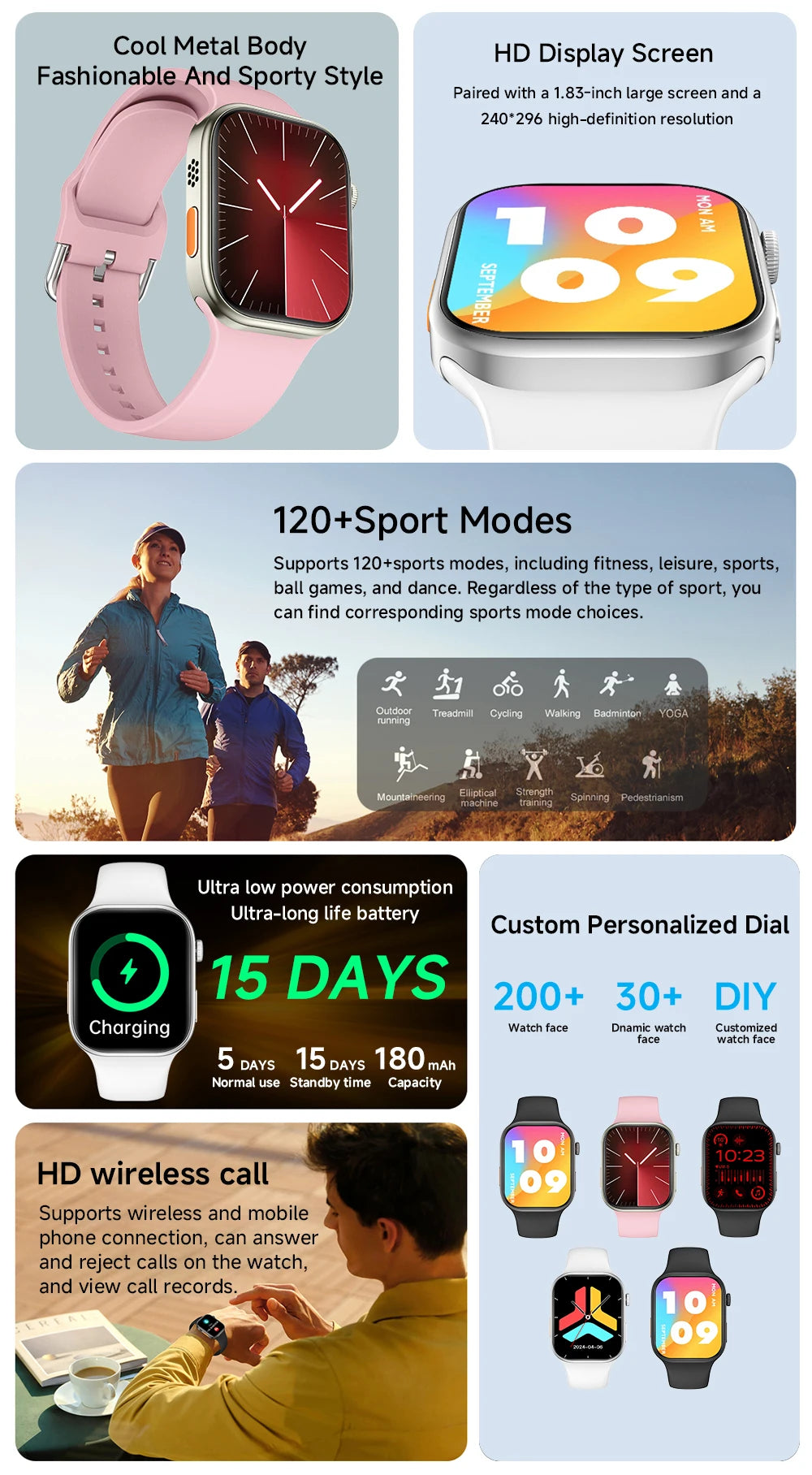 1.83-Inch HD Bluetooth Calling Smartwatch