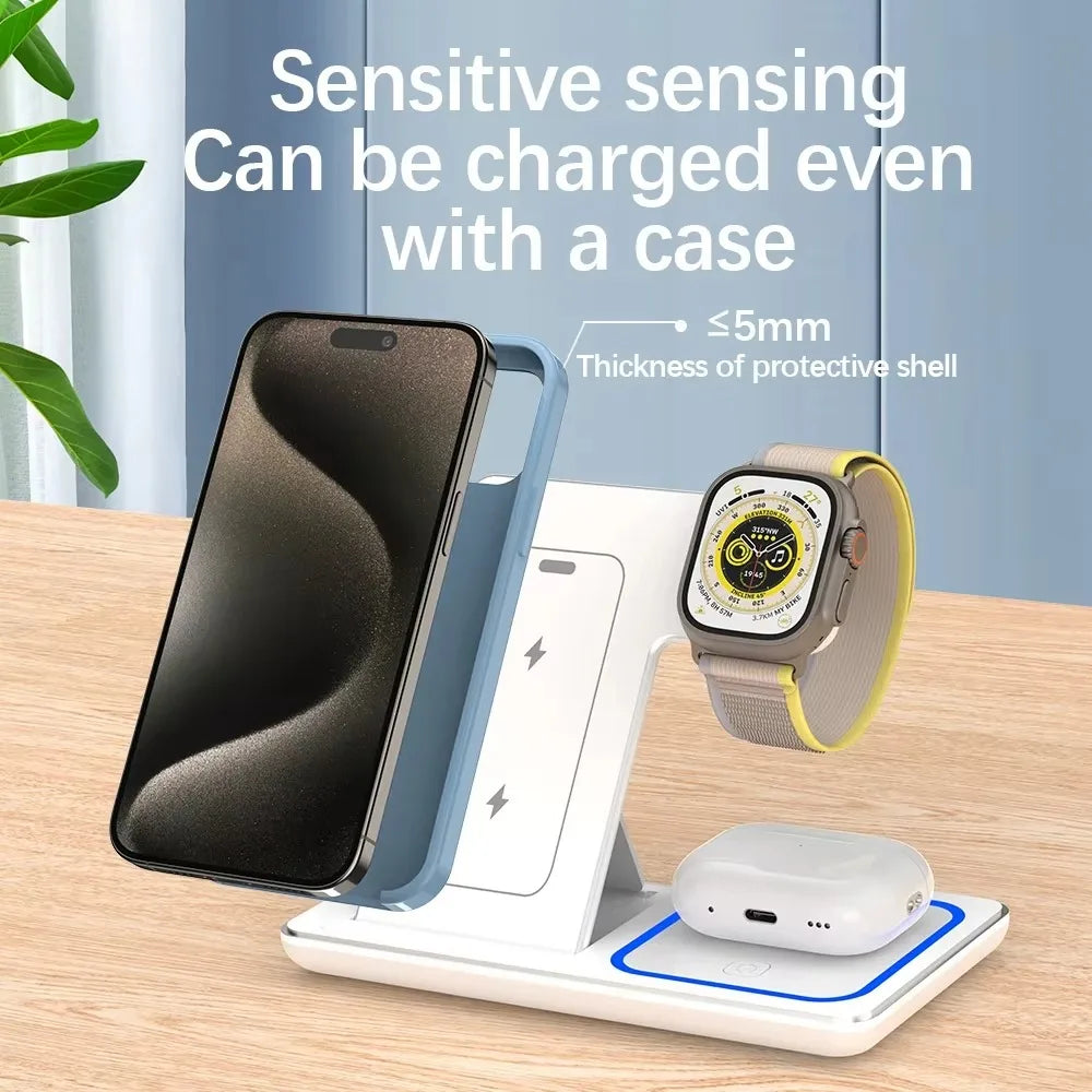 Foldable 3-in-1 Apple Wireless Charging Station