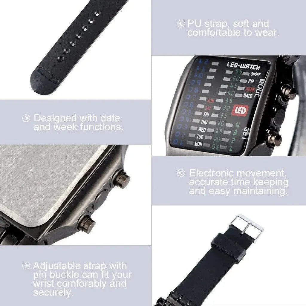 Creative Binary LED Waterproof Digital Watch