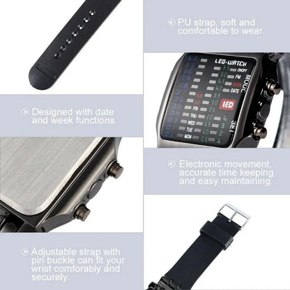 Creative Binary LED Waterproof Digital Watch