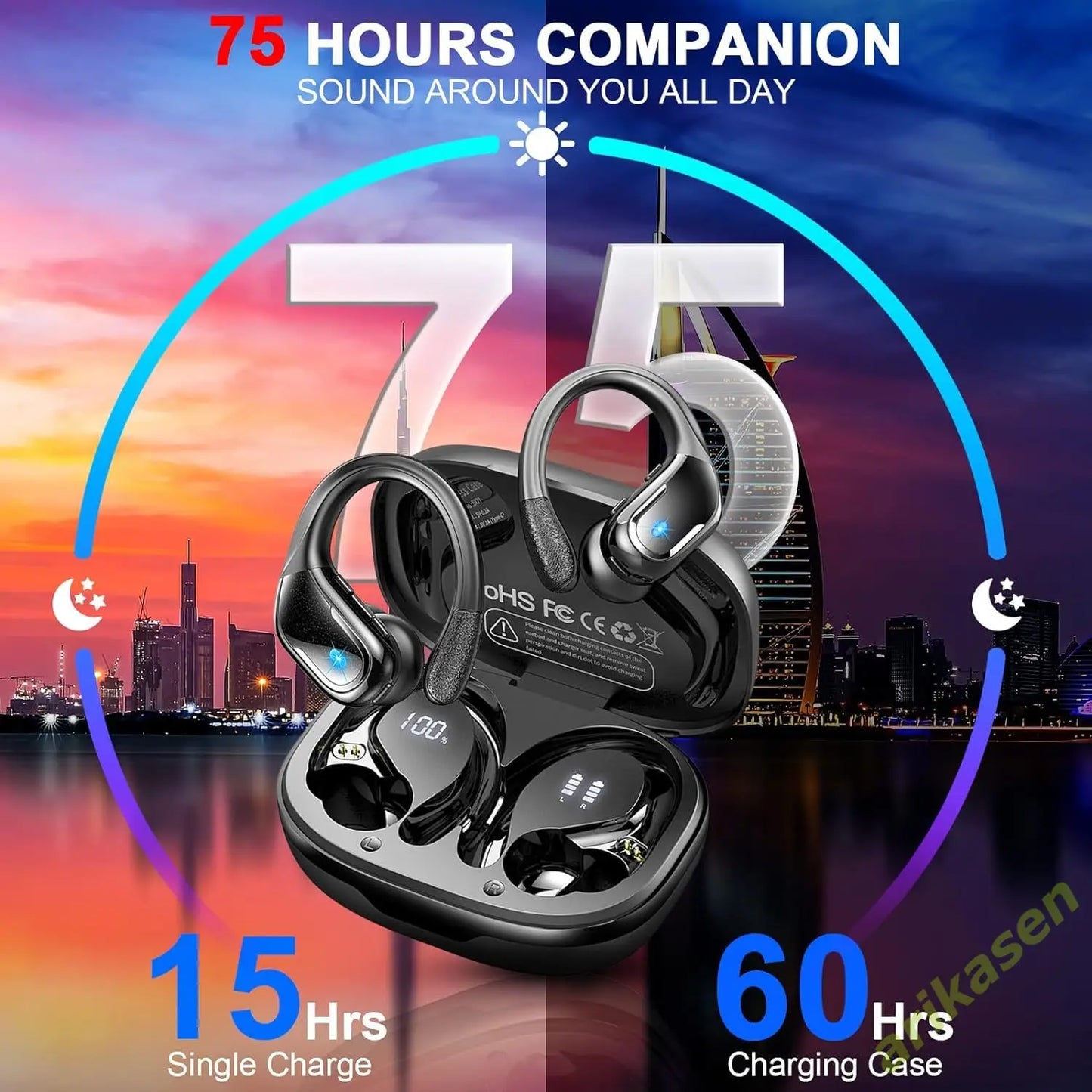 75-Hour Bluetooth 5.3 ENC Earphones