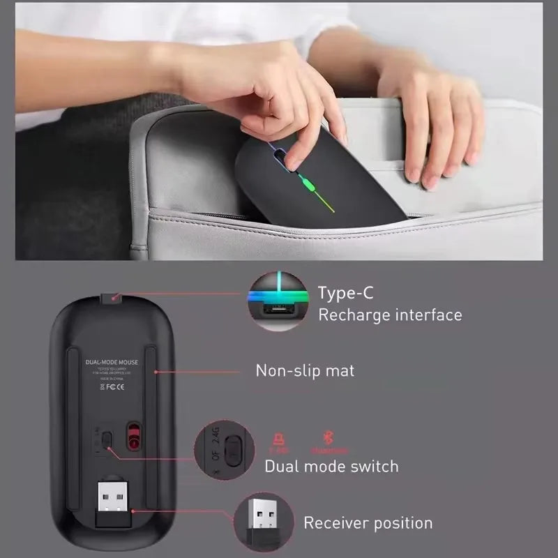 Rechargeable RGB Bluetooth Wireless Silent Mouse