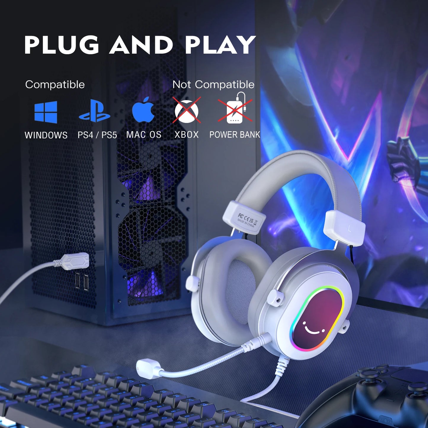 Ampligame H6W RGB 7.1 Gaming Headset