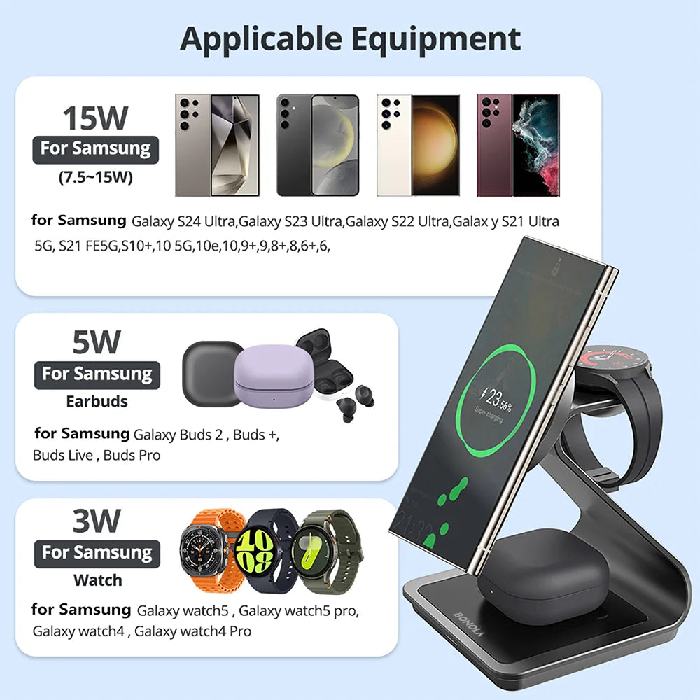 Magnetic 3-in-1 Wireless Charging Station