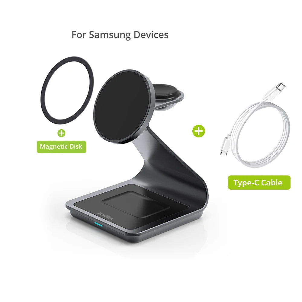 Magnetic 3-in-1 Wireless Charging Station