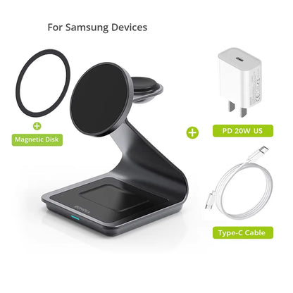 Magnetic 3-in-1 Wireless Charging Station