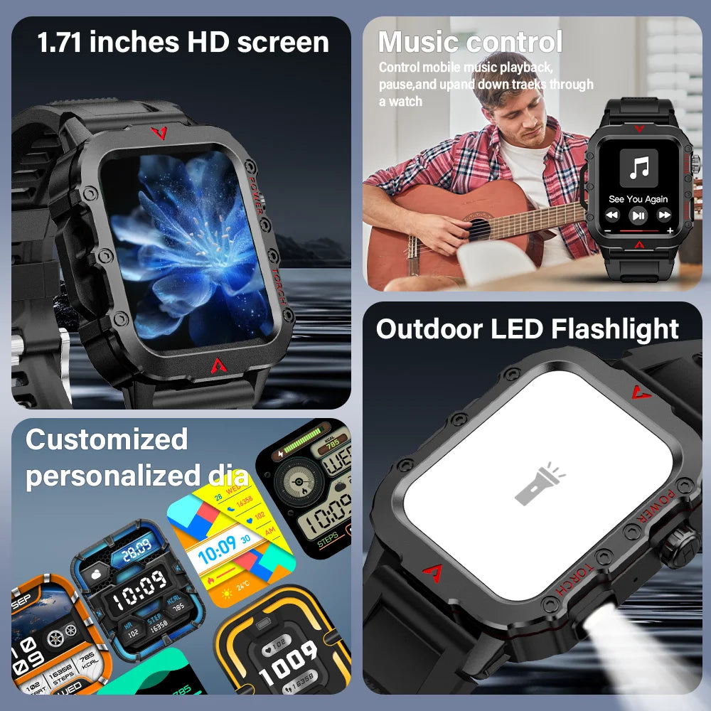 Sports Bluetooth Smartwatch with LED Flashlight