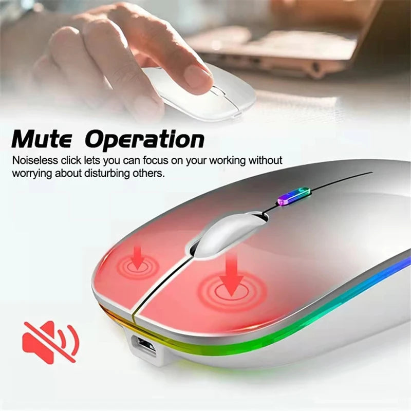 Rechargeable RGB Bluetooth Wireless Silent Mouse