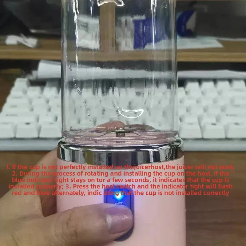 Portable Six-Blade Electric Juice Blender Bottle