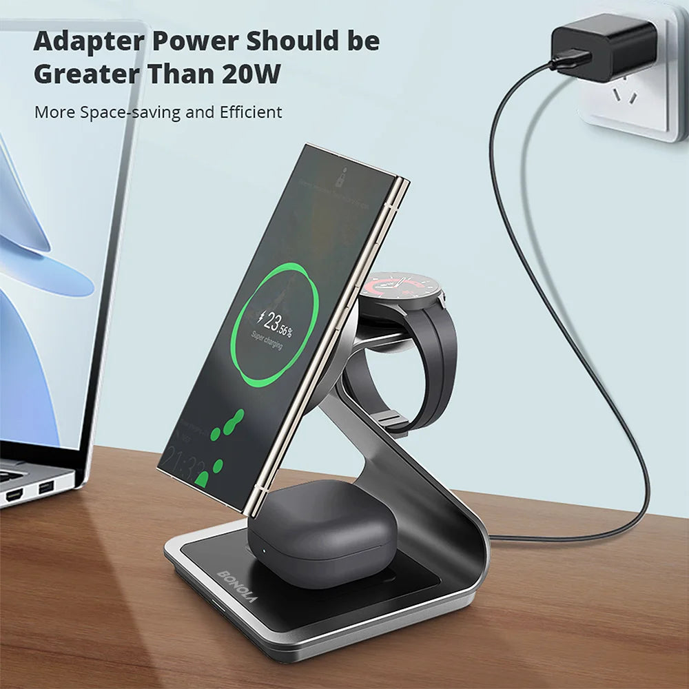 Magnetic 3-in-1 Wireless Charging Station