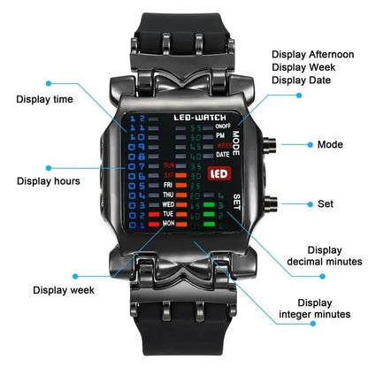 Creative Binary LED Waterproof Digital Watch
