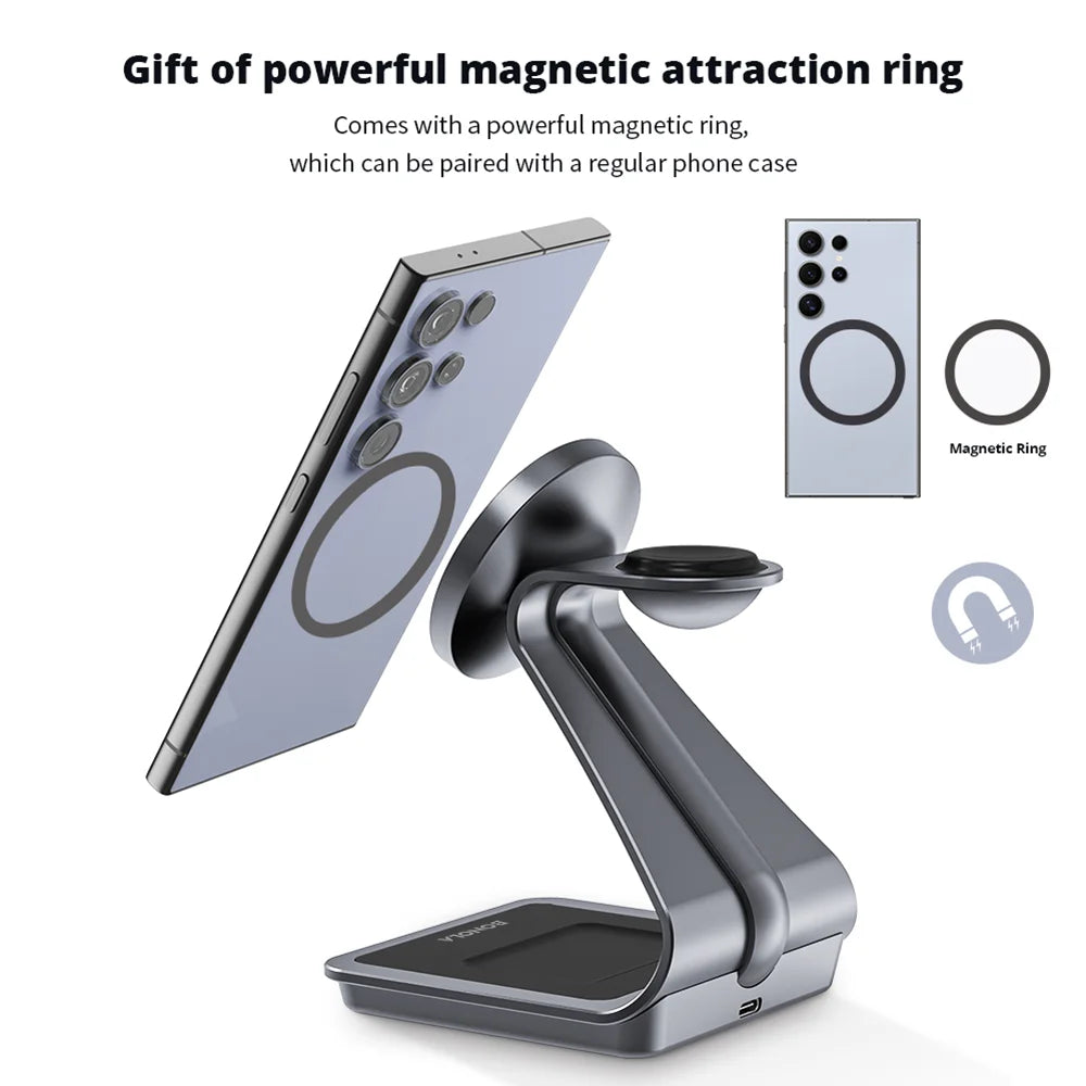 Magnetic 3-in-1 Wireless Charging Station