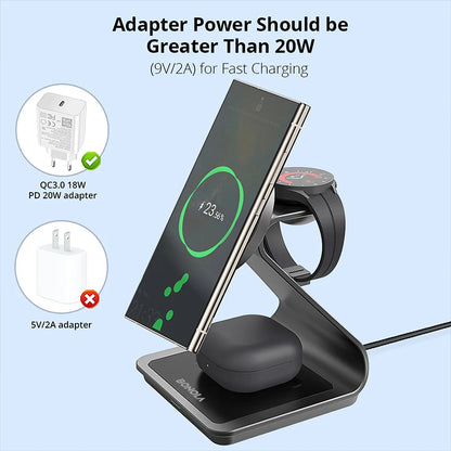 Magnetic 3-in-1 Wireless Charging Station