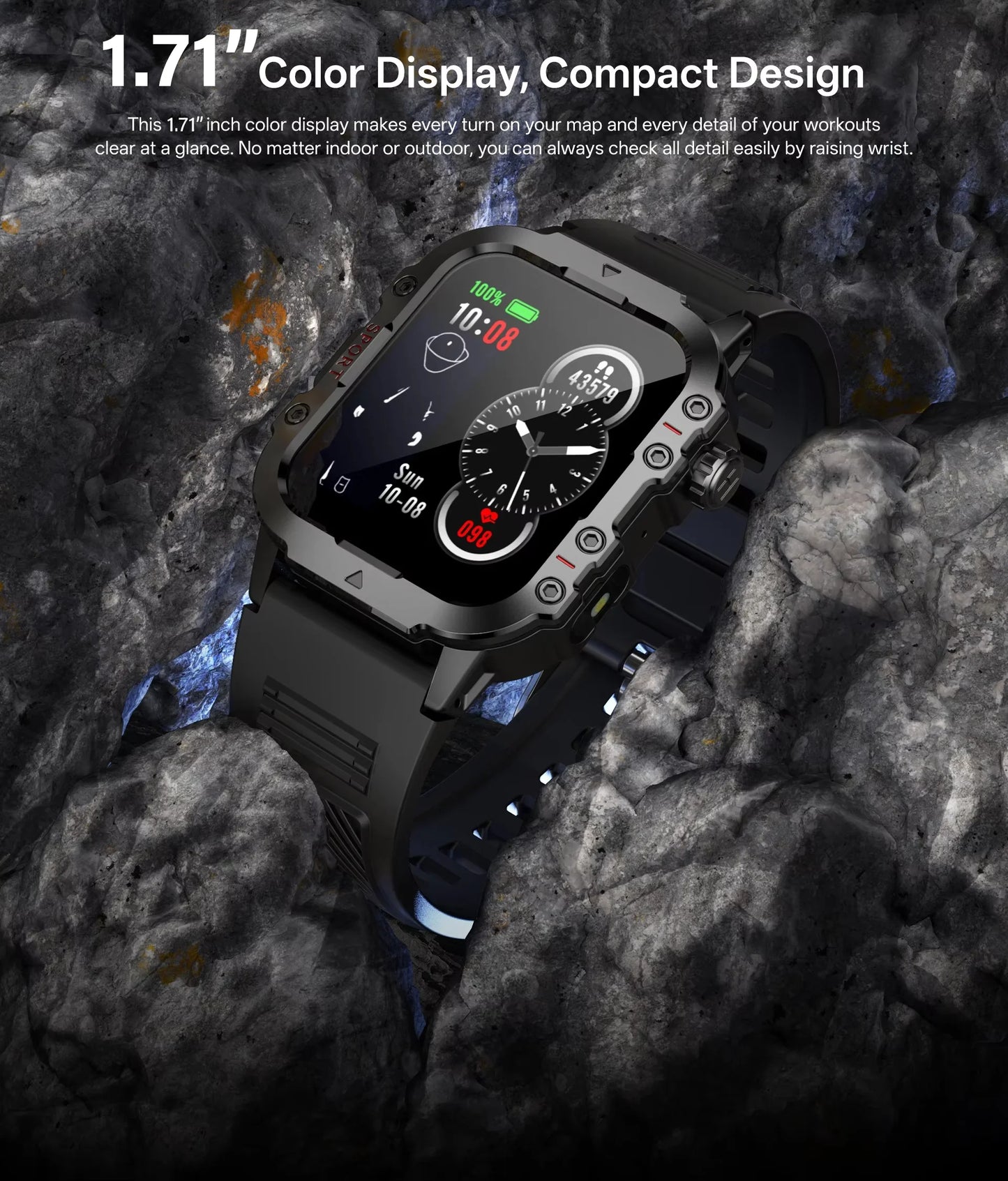 Outdoor Bluetooth Smartwatch with LED Flashlight