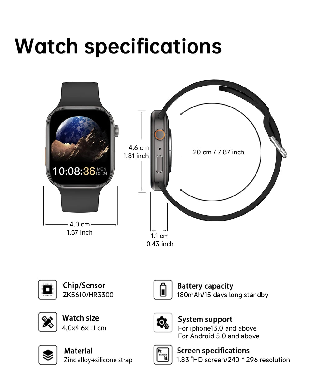 1.83-Inch HD Bluetooth Calling Smartwatch