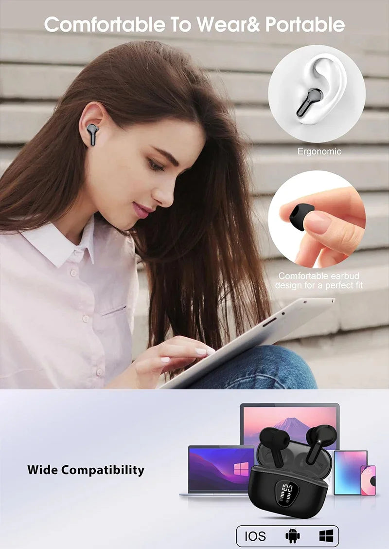 BT5.4 HiFi ENC Wireless Earbuds Waterproof