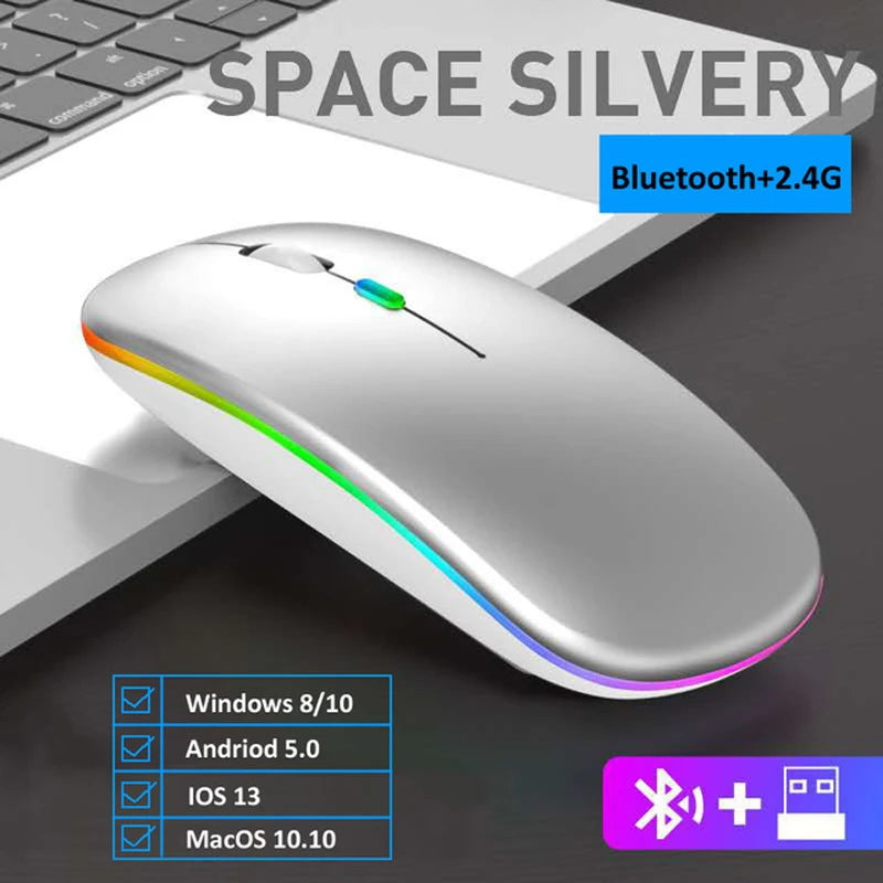 Rechargeable RGB Bluetooth Wireless Silent Mouse