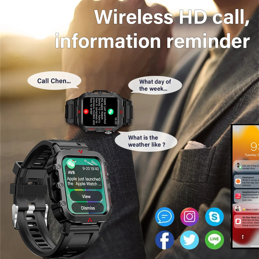 Sports Bluetooth Smartwatch with LED Flashlight