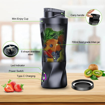Portable 700ML USB Rechargeable Juice Blender