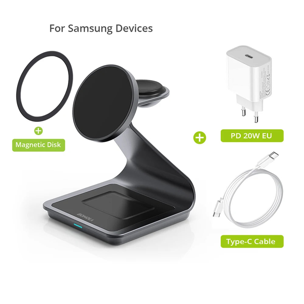 Magnetic 3-in-1 Wireless Charging Station