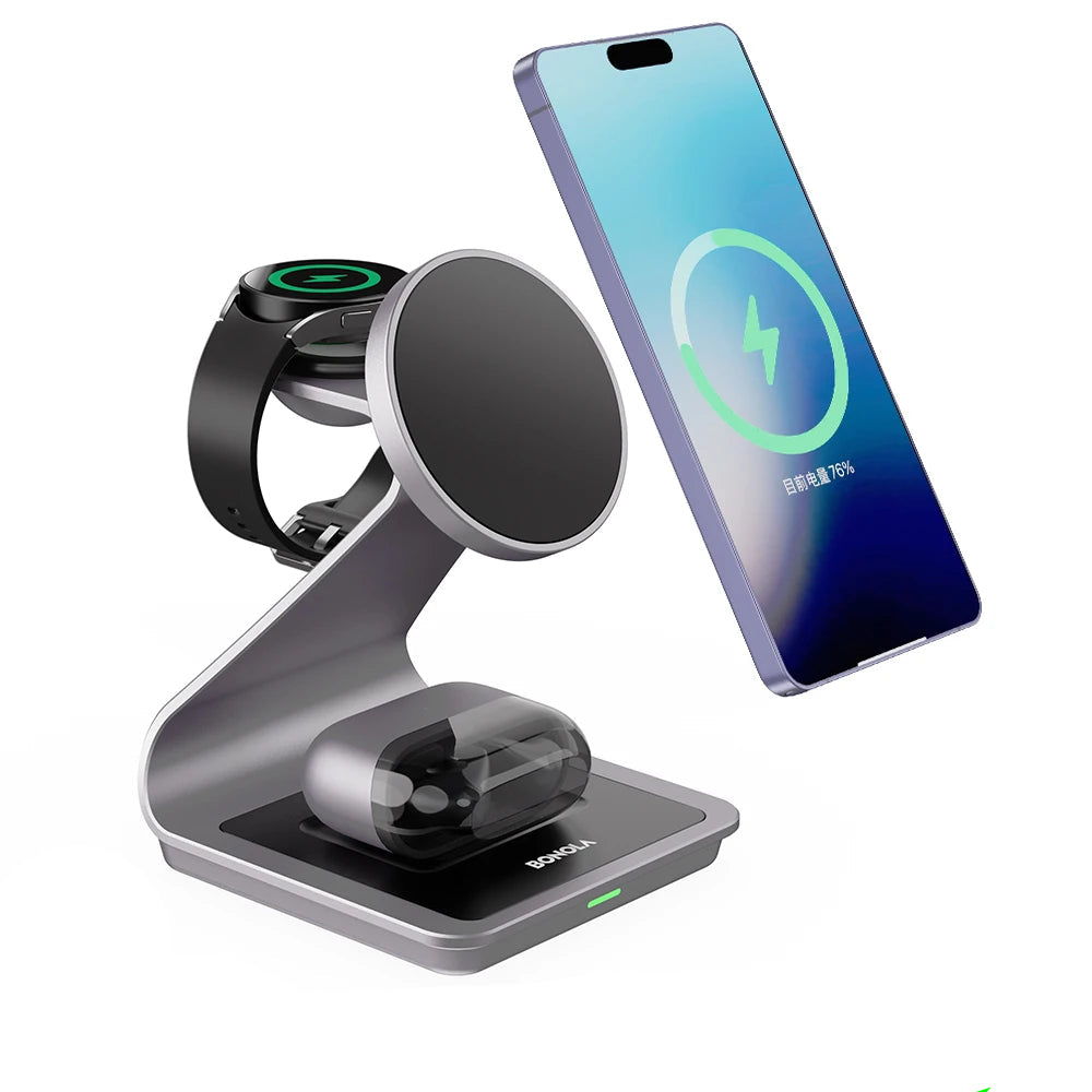 Magnetic 3-in-1 Wireless Charging Station