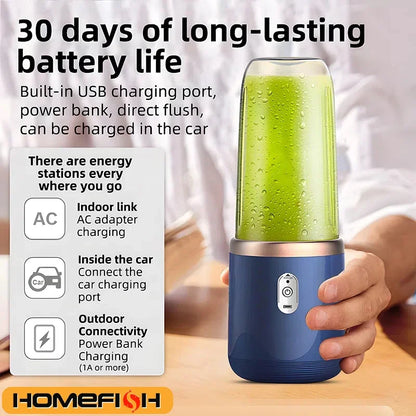 Portable Six-Blade Electric Juice Blender Bottle