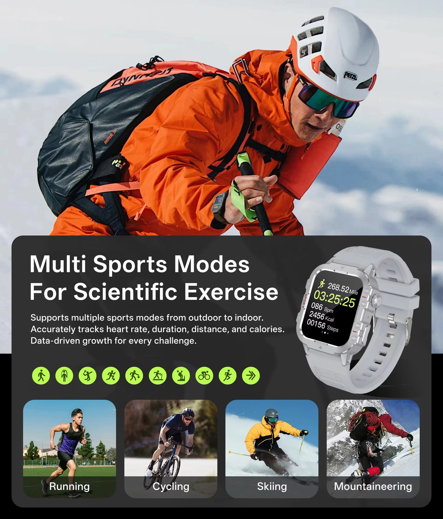 Outdoor Bluetooth Smartwatch with LED Flashlight